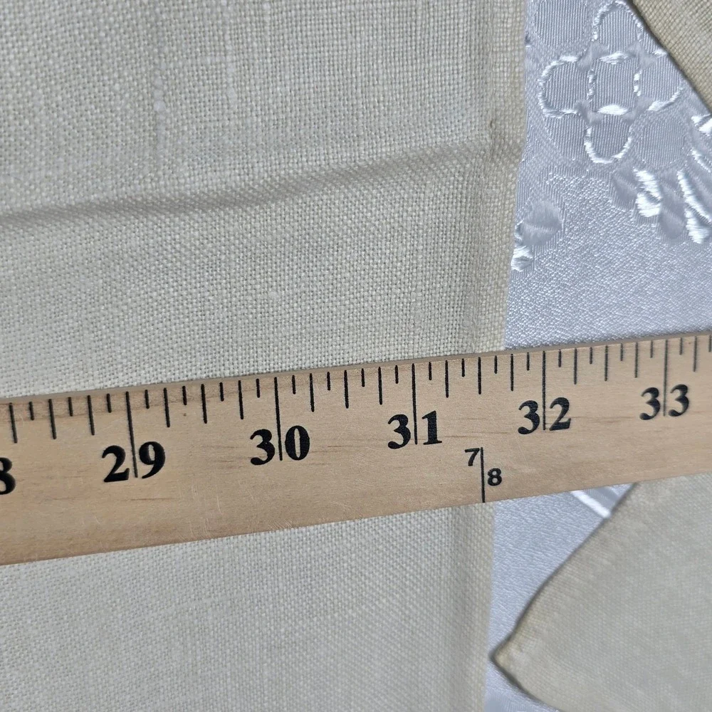 Vintage Hand Embroidered Linen Tablecloth and 4 Napkins Set‎ Cream Red Floral